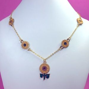 NWT Handmade Gold Plated Chained Sunflower 🌻 Necklace